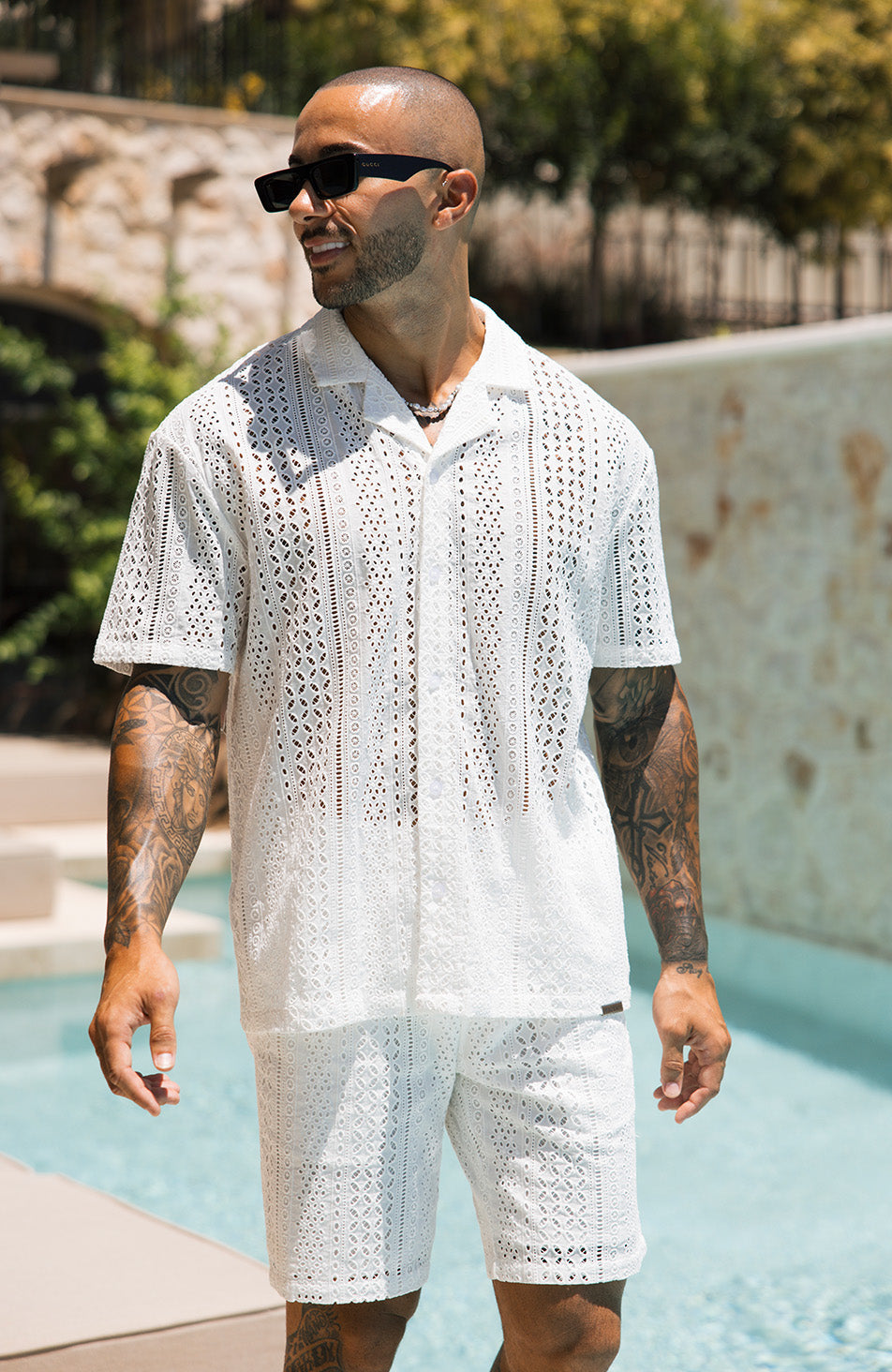 Santino Luxury Embroidered Relaxed Shirt in White