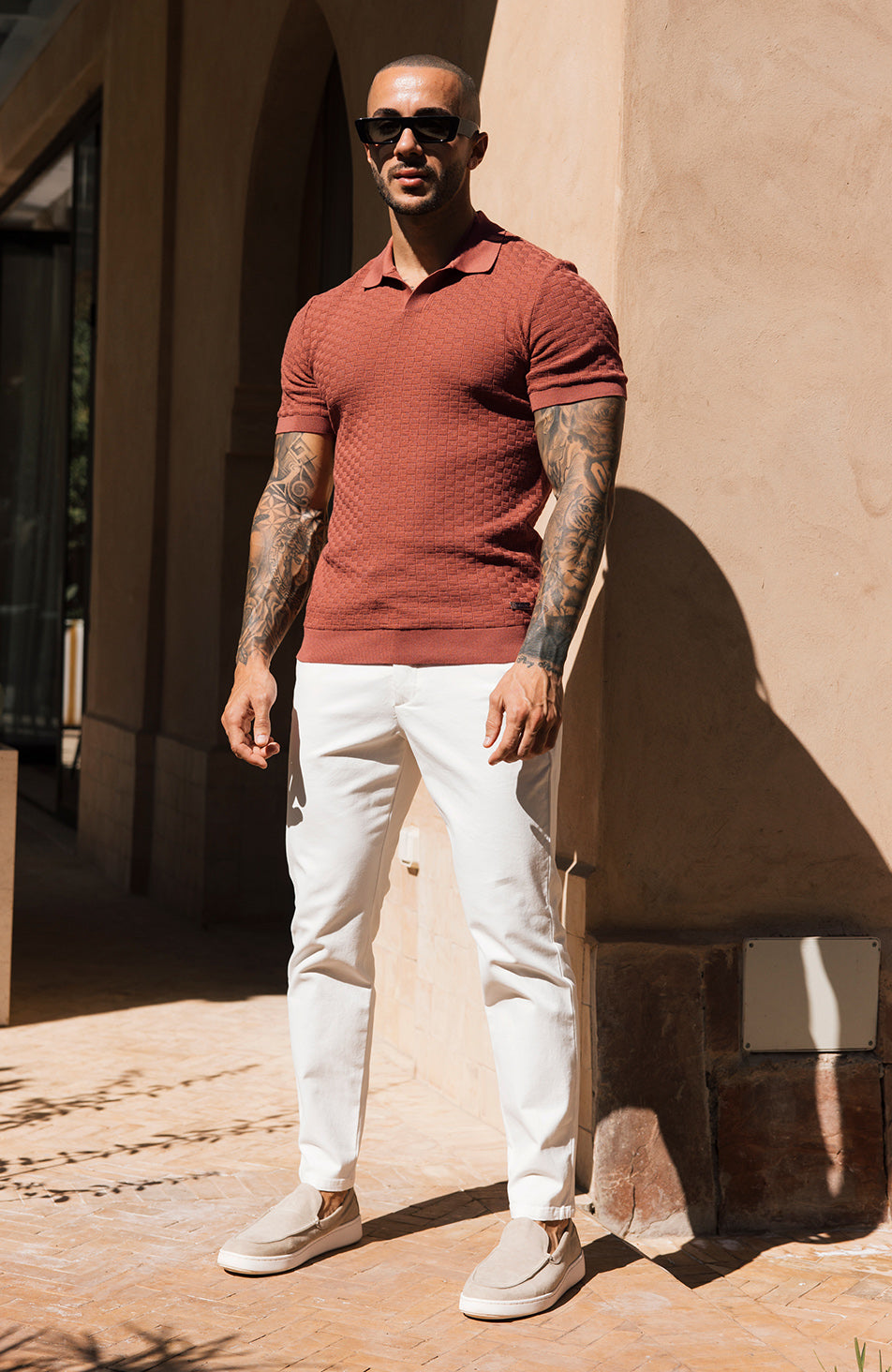 Nerano Slim Knit Polo in Canyon