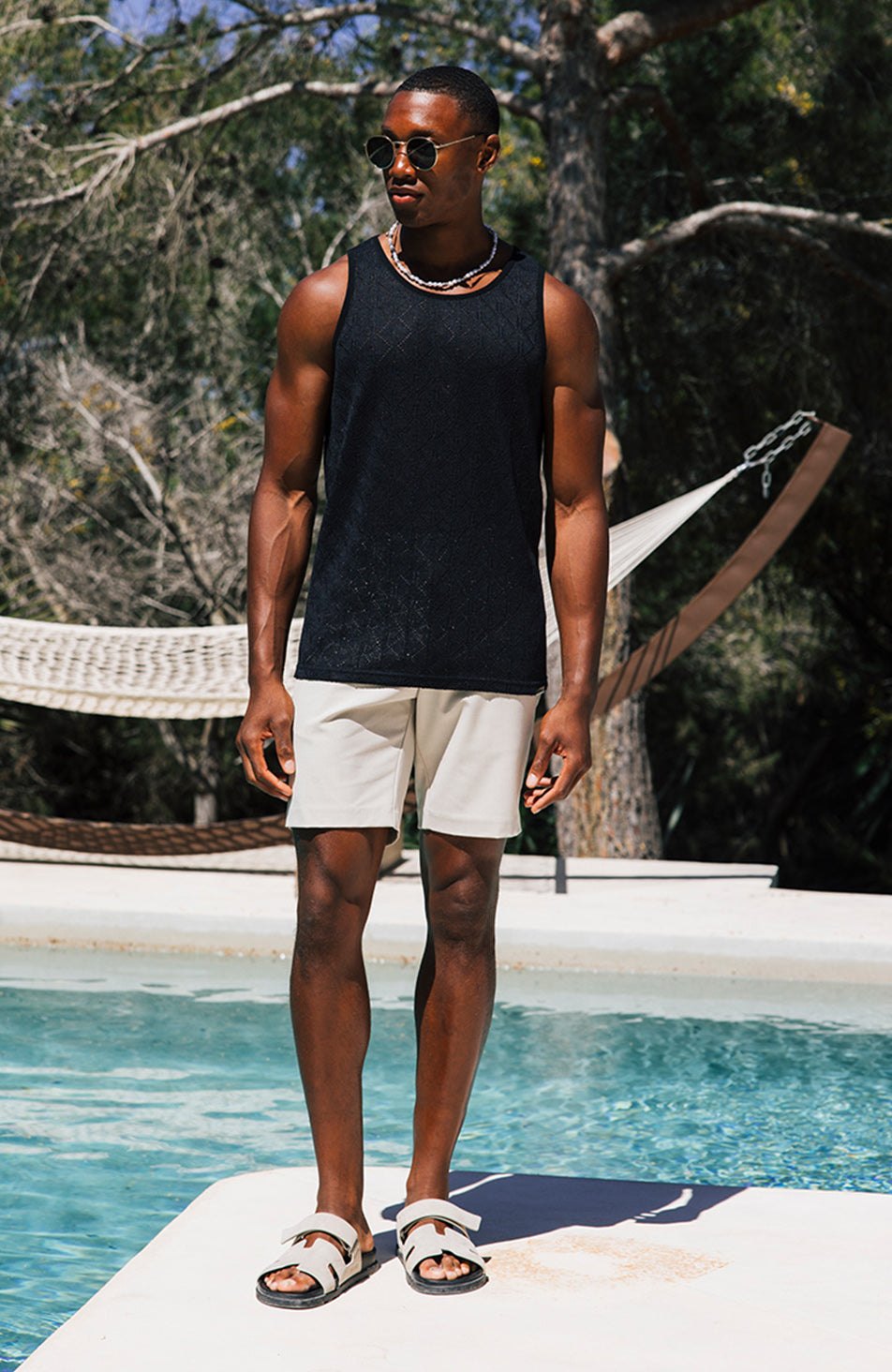 Zamas Pointelle Vest in Black