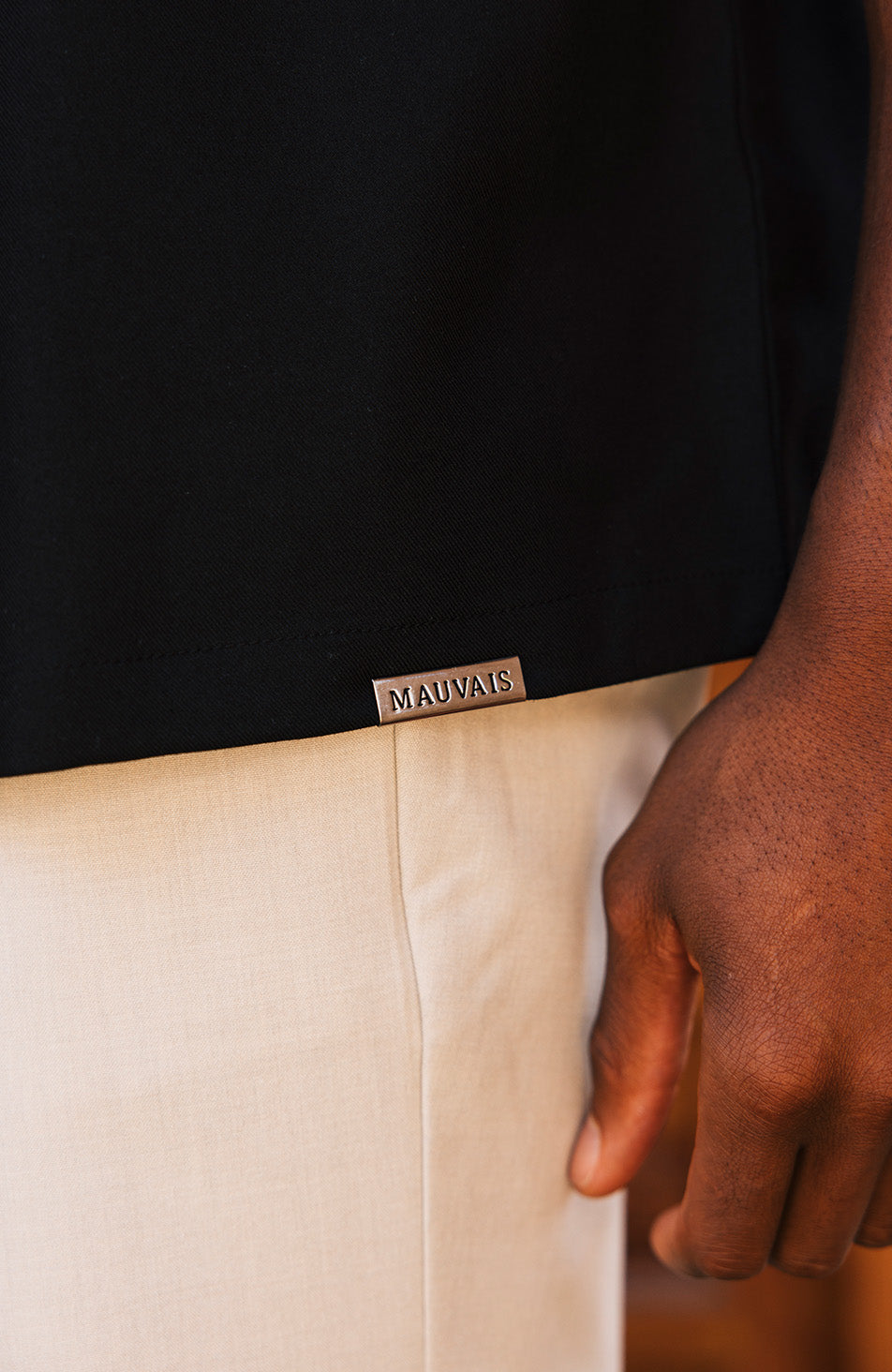 Deveron Oversized Long Sleeve Revere Shirt in Black