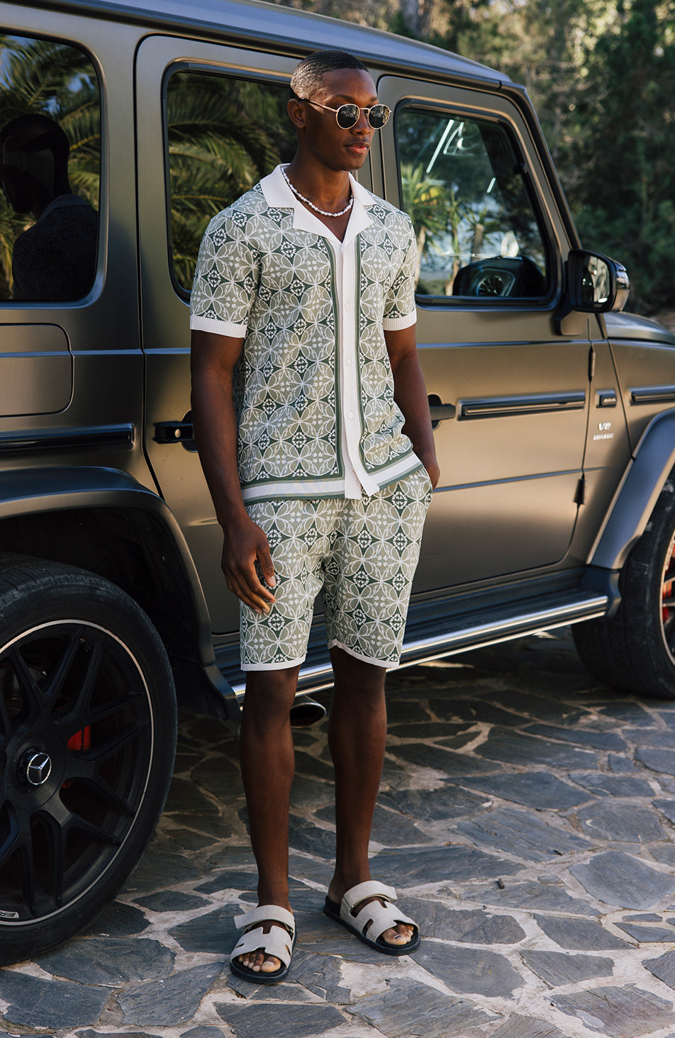 Cabo Slim Knit Shirt in Green