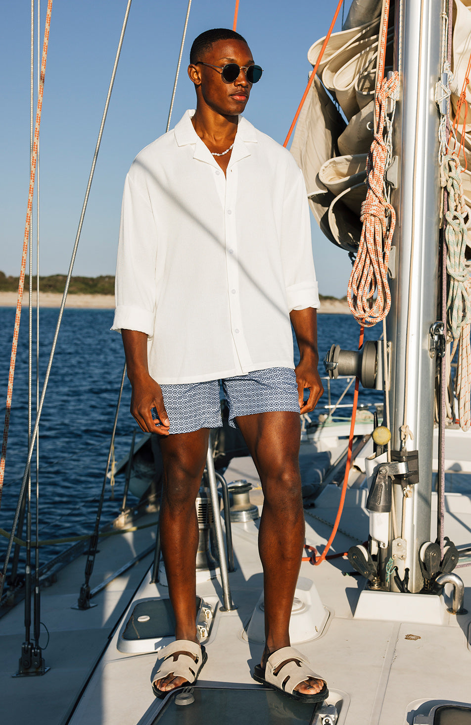 Nero Geo Swim Shorts In Blue