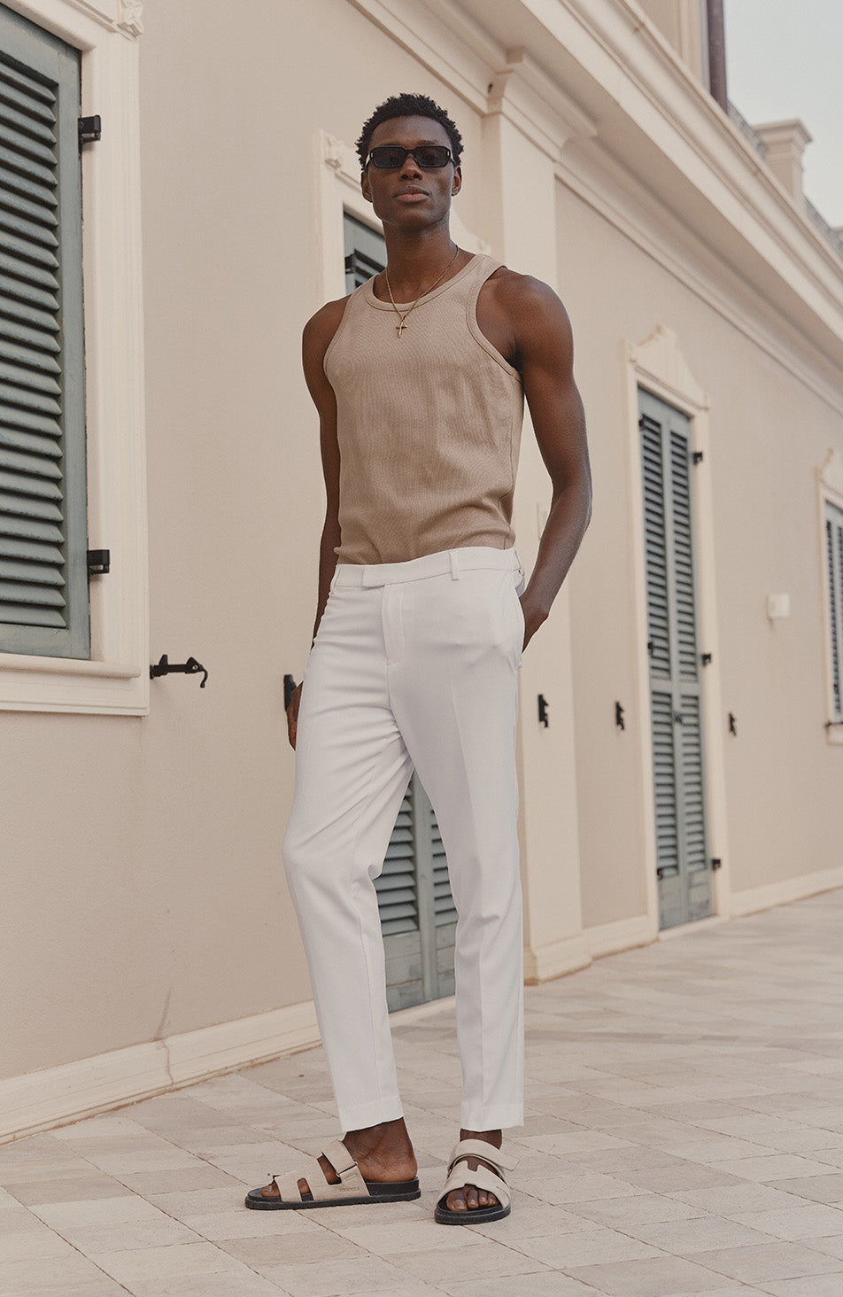 Aster Tailored Stretch Slim Leg Trousers in White