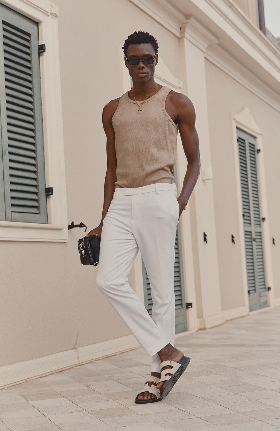 Aster Tailored Stretch Slim Leg Trousers in White