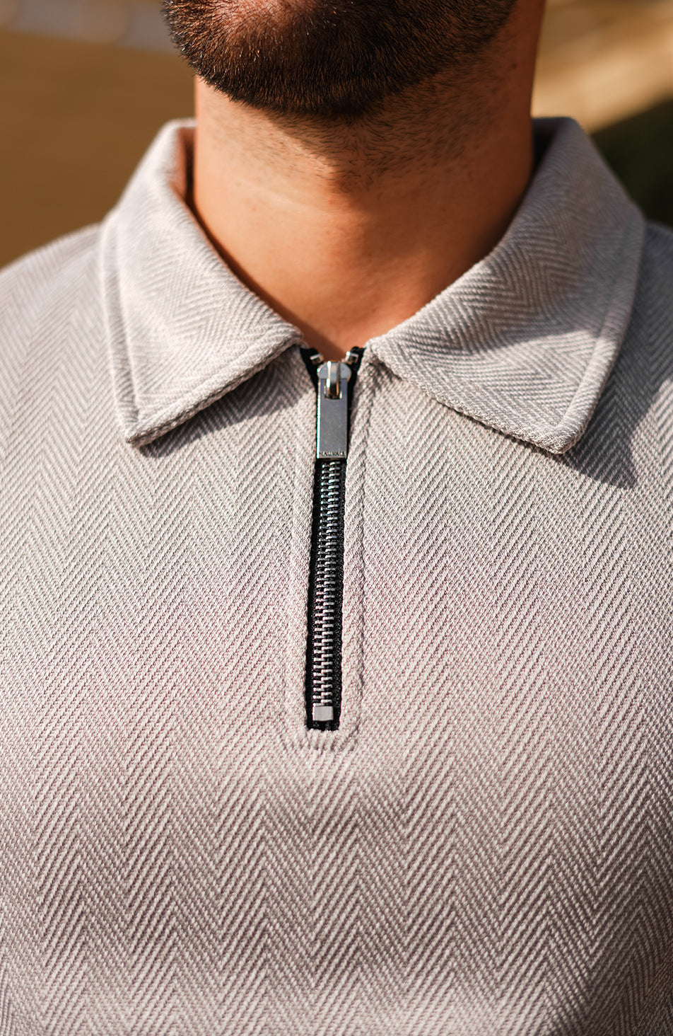 Zig Zag Polo in Ice Grey