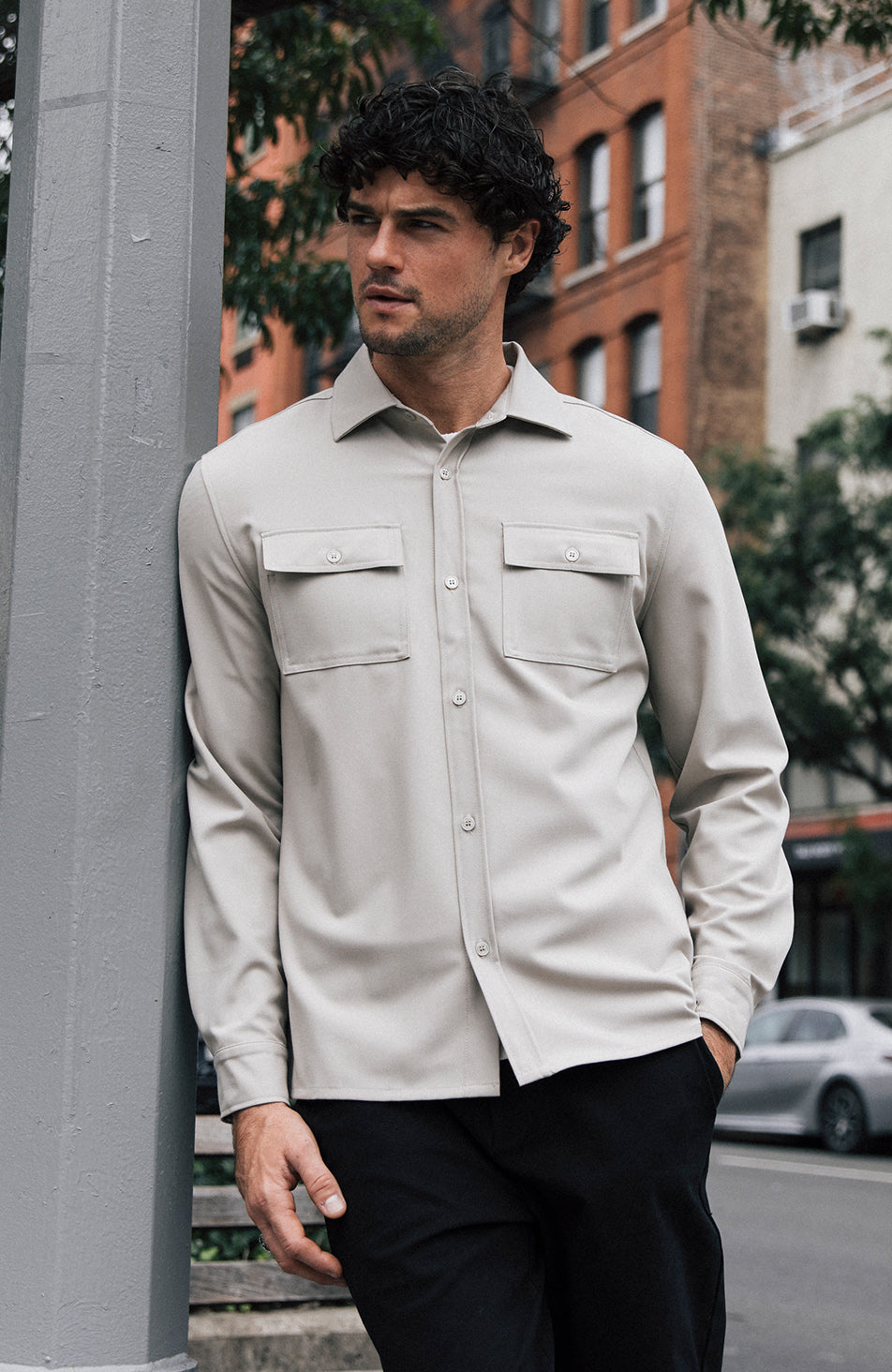 Arlington Slim Overshirt in Taupe – MAUVAIS