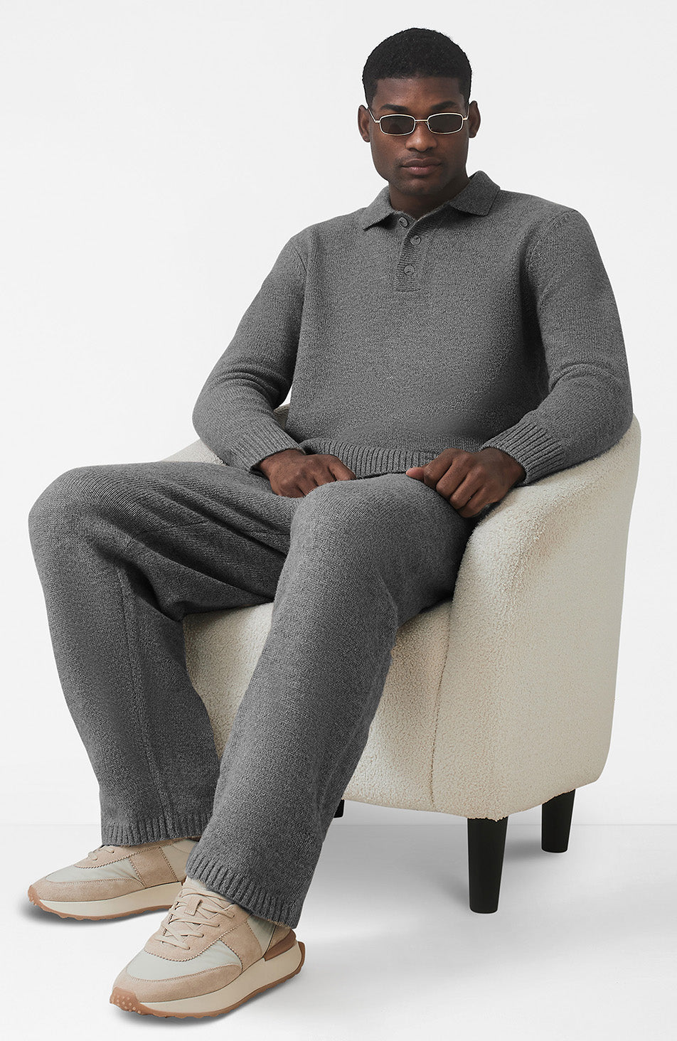 Montreux Knit Button Up Jumper in Grey