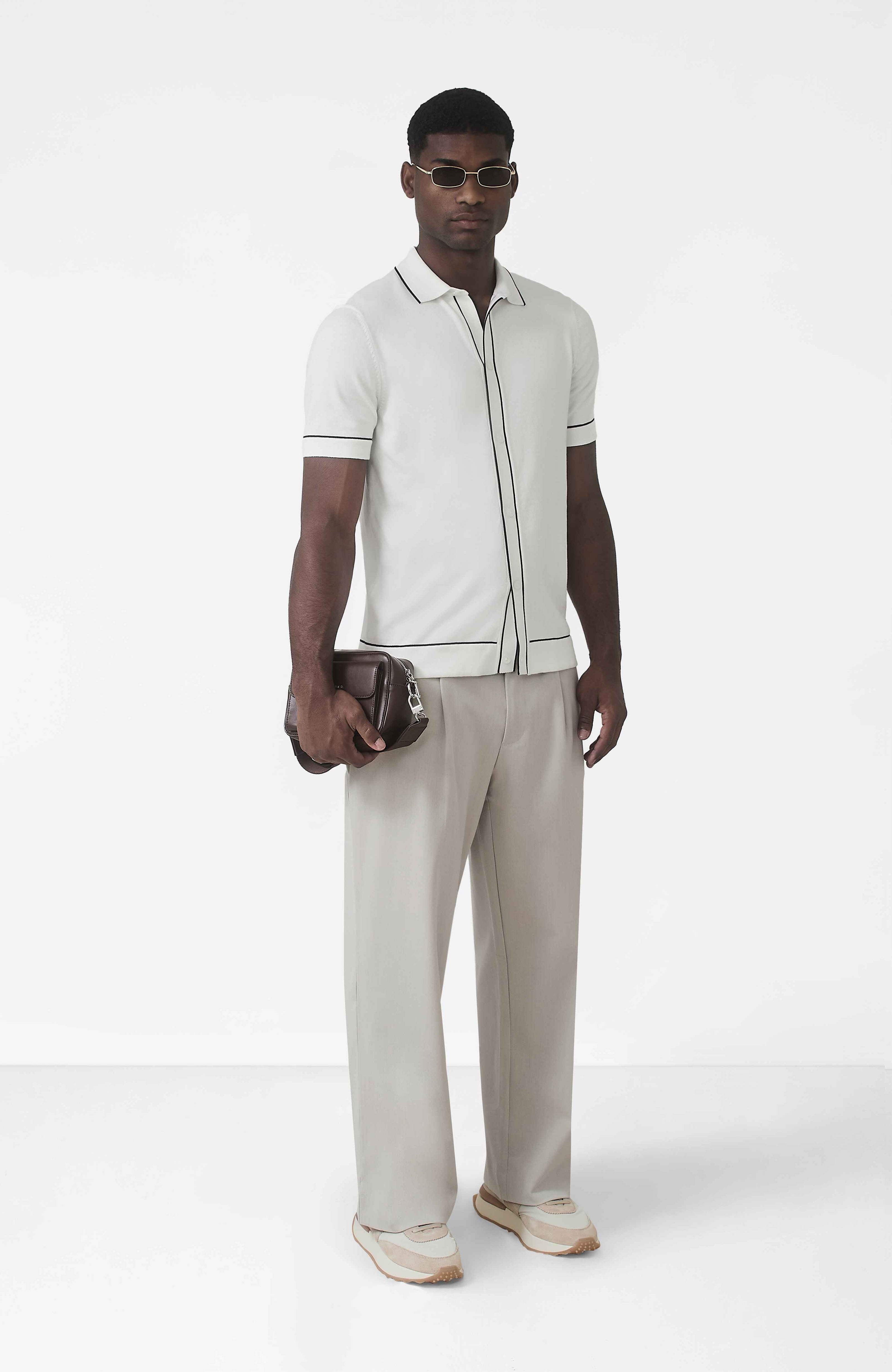 Luciano Slim Knit Shirt in White