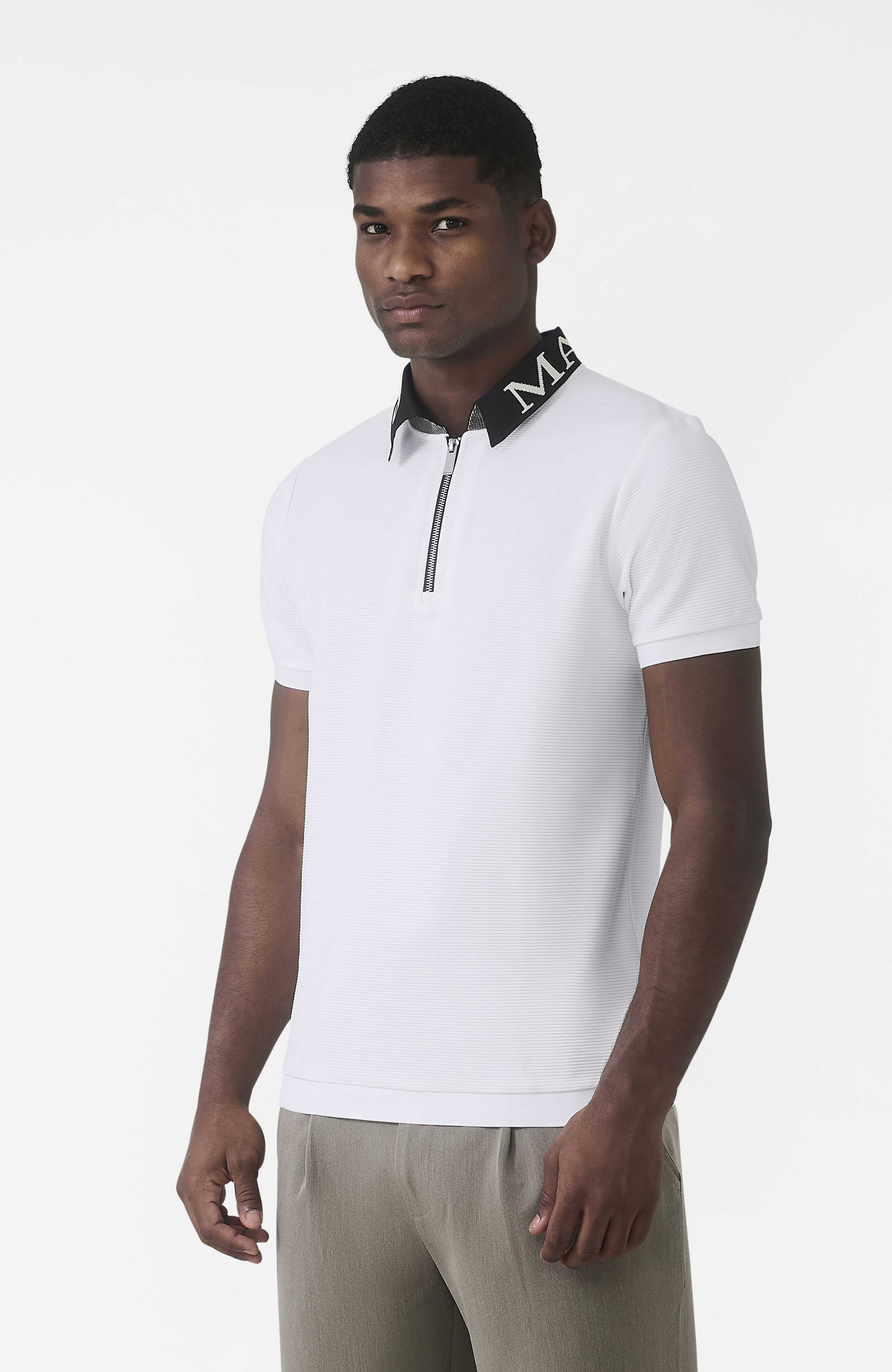 Premium Logo Collar Polo in White