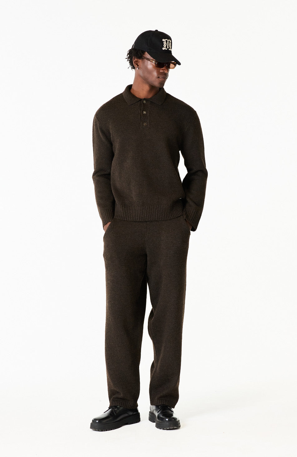 Monogram Montreux Knit Button Up Jumper in Brown