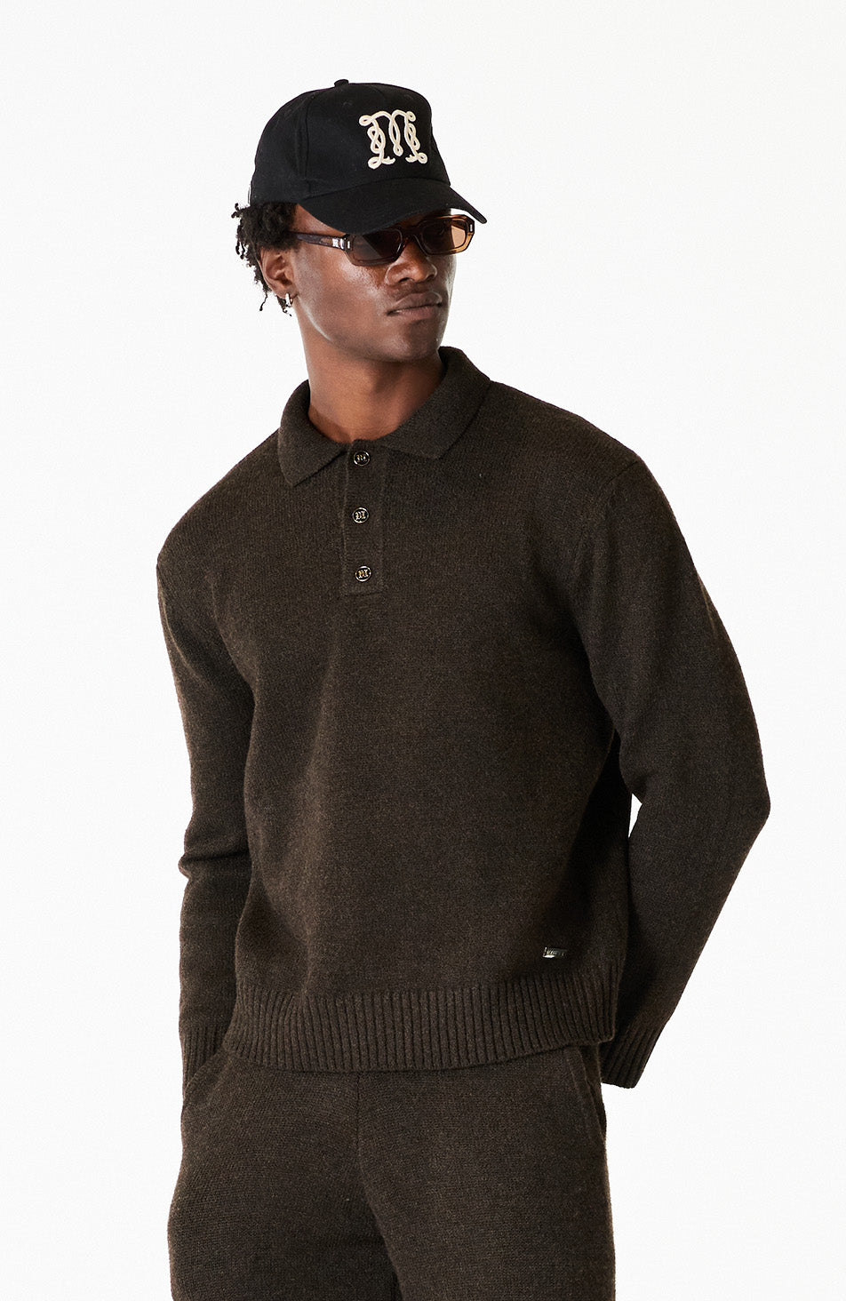 Monogram Montreux Knit Button Up Jumper in Brown