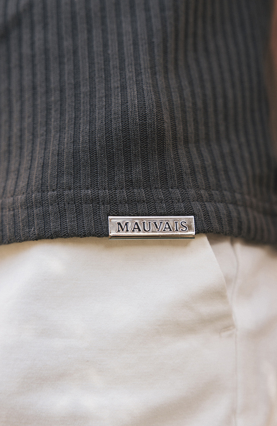 Elysee Slim Ribbed Revere Polo in Dark Khaki