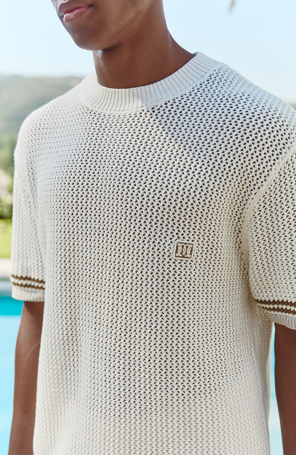 Malibu Cotton Short Sleeve Crochet T-shirt in White