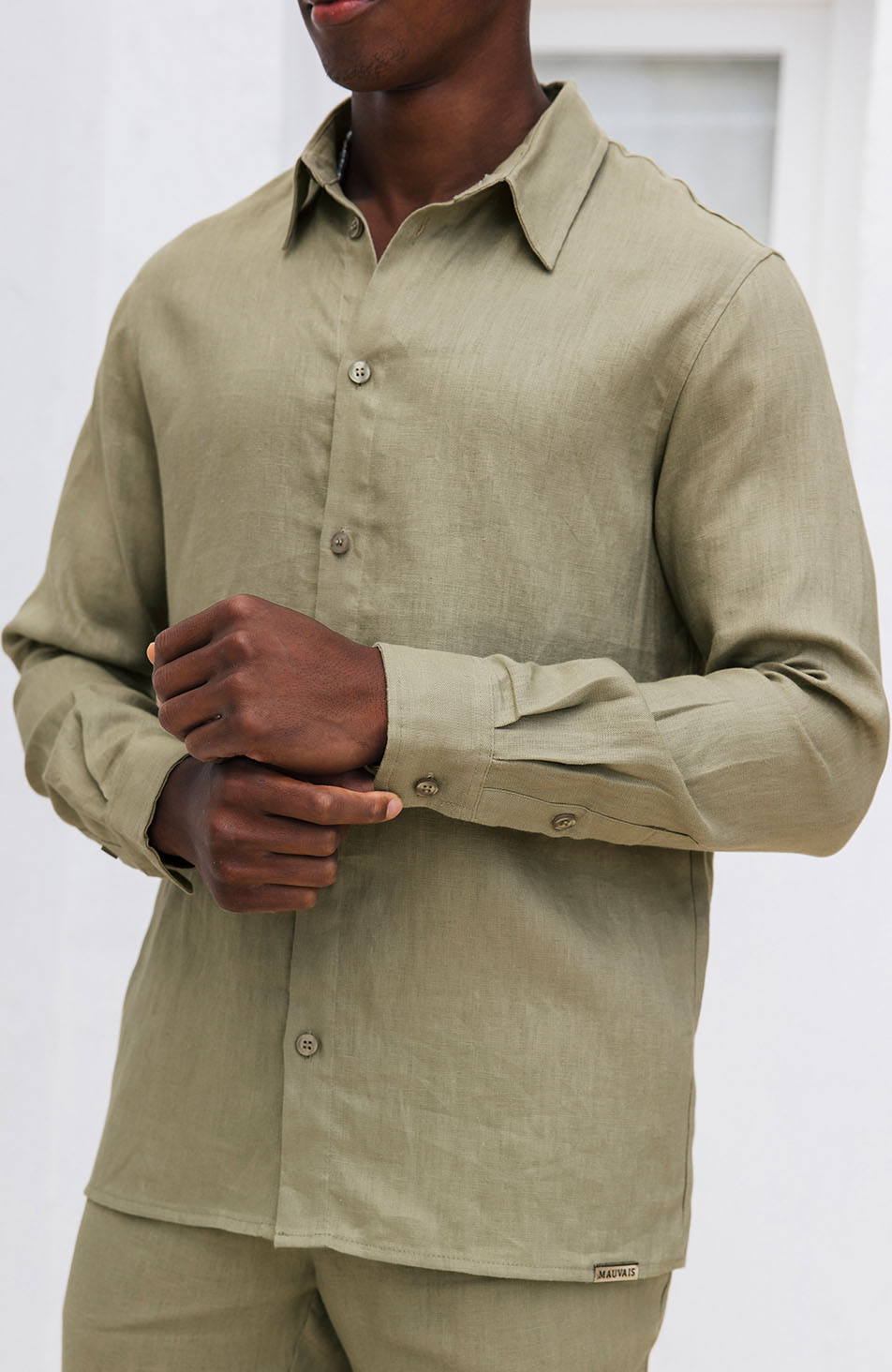 Nammos Pure Linen Tailored Shirt in Olive