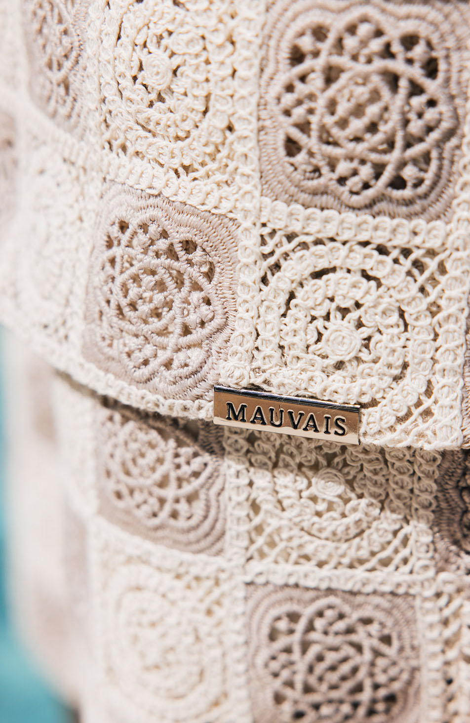 Tulum Relaxed Checked Crochet Shirt in Beige