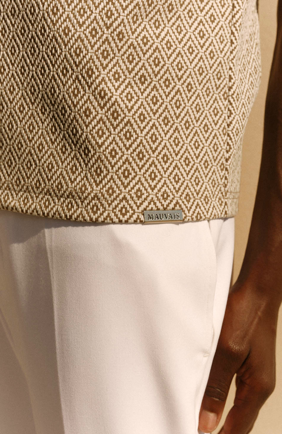 Piero Slim Geo Polo in Beige