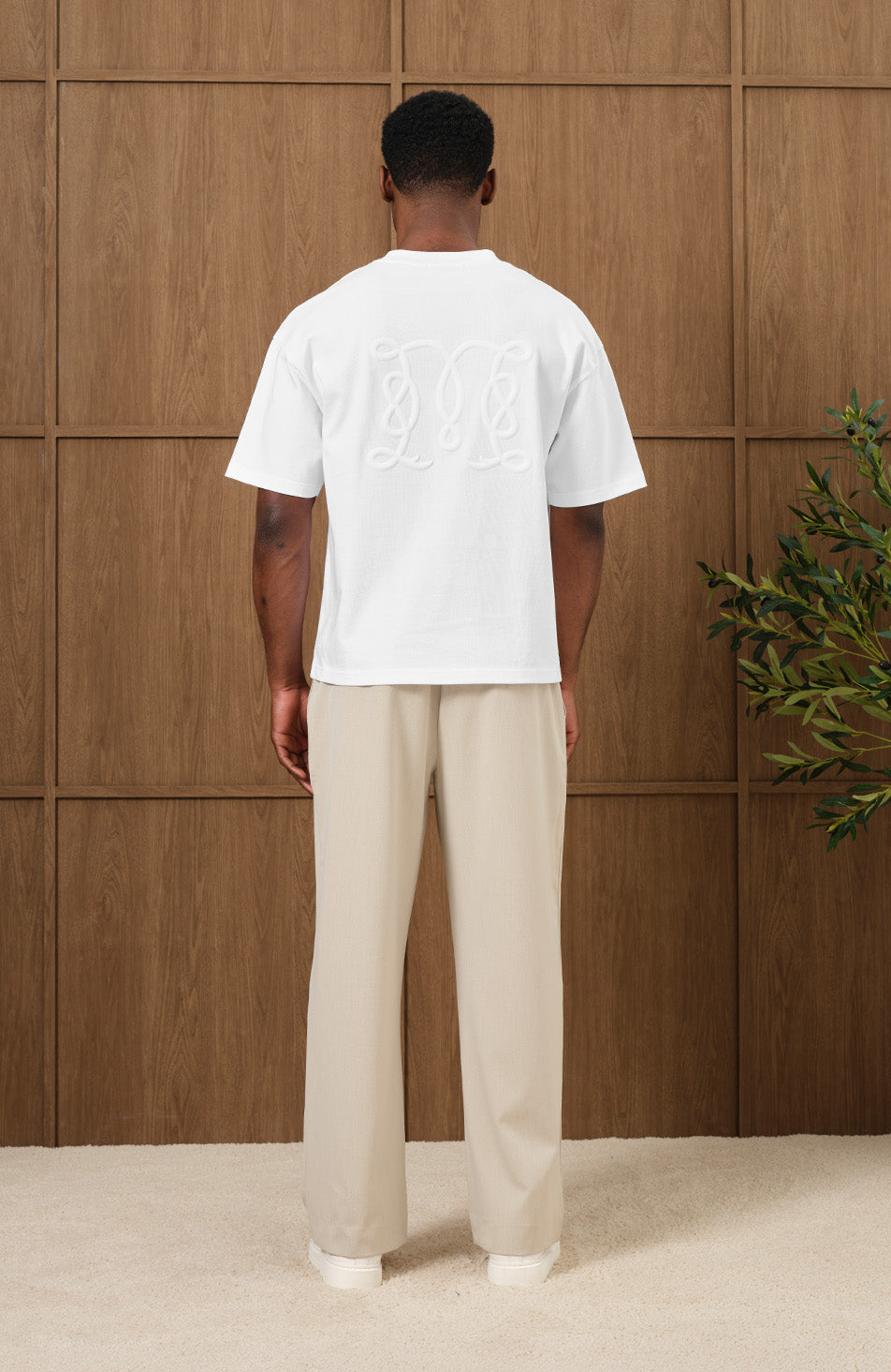 Embossed Monogram Back Logo T-shirt in White