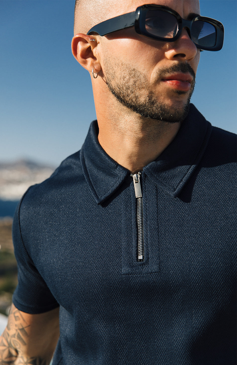 Zig Zag Polo in Navy