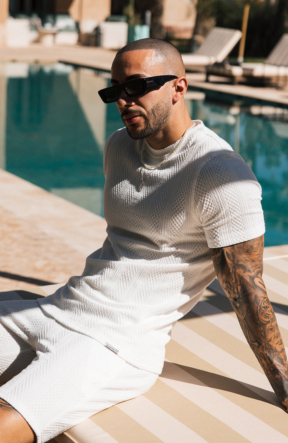 Tanami Textured Stretch Slim Shorts in White