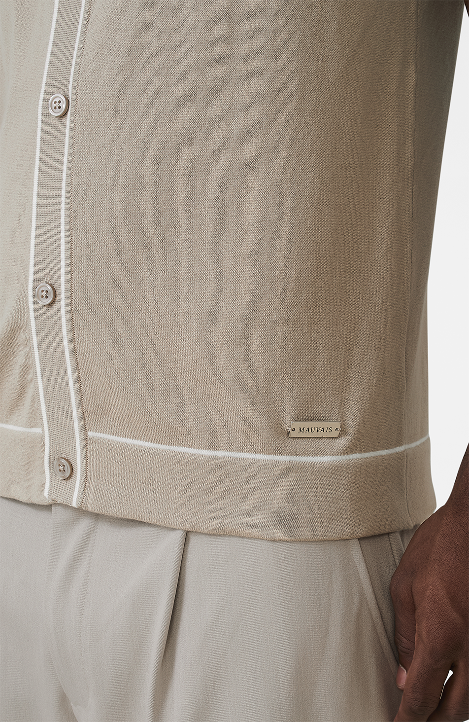 Luciano Slim Knit Shirt in Beige