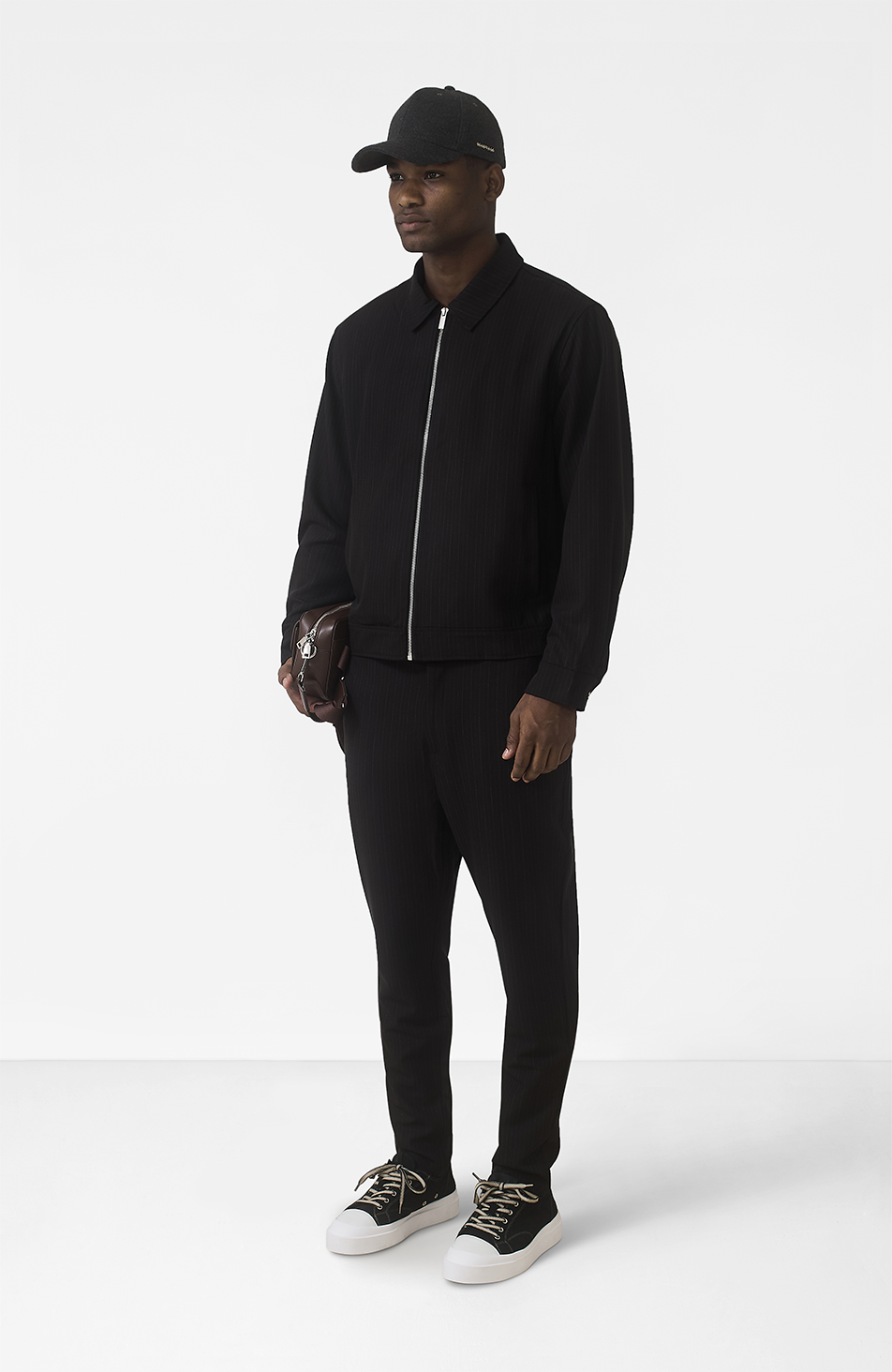 Savile Regular Pinstripe Jacket in Black