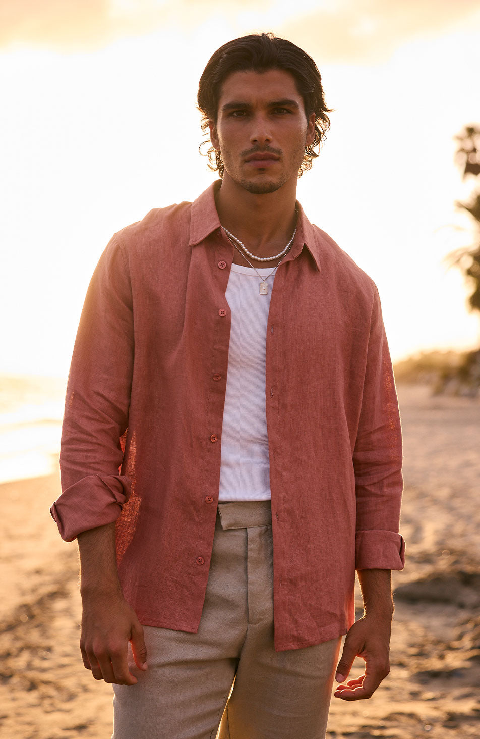 Nammos Pure Linen Tailored Shirt in Canyon