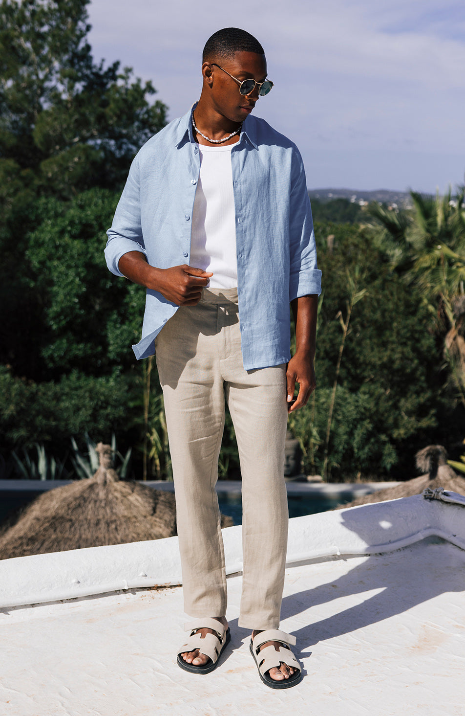 Nammos Pure Linen Tailored Shirt in Blue