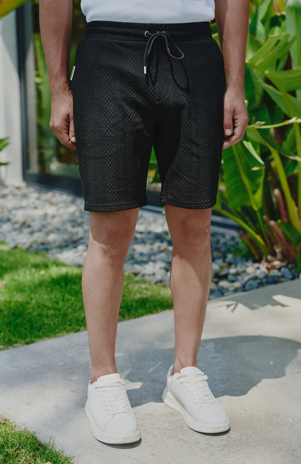 Tanami Textured Stretch Slim Shorts in Black
