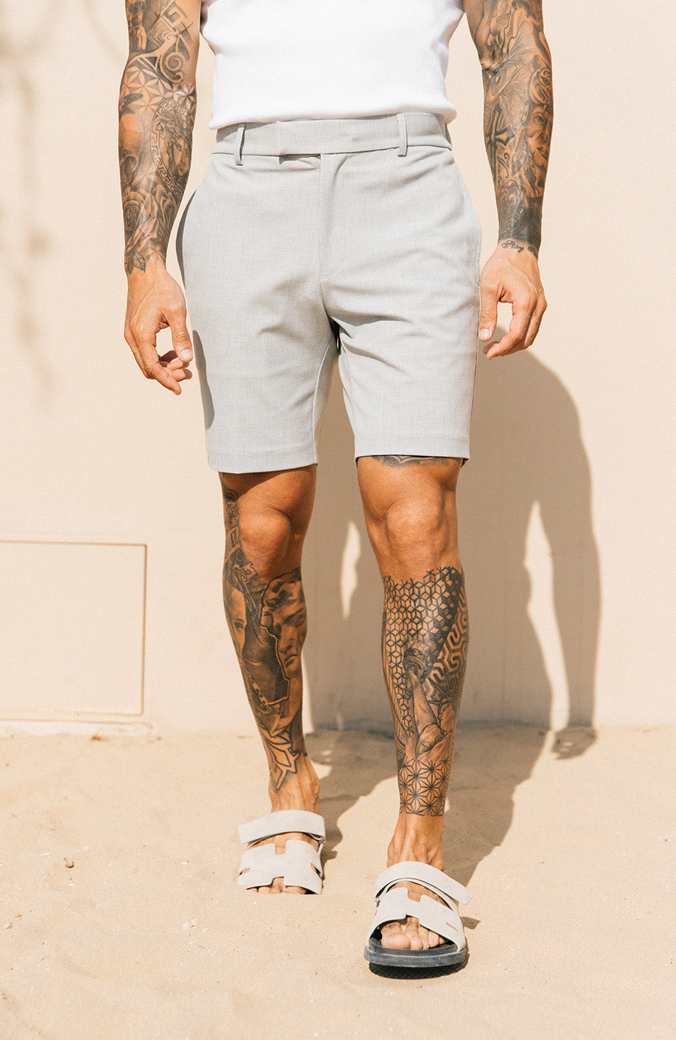 Aster Tailored Stretch Slim Fit Short in Grey