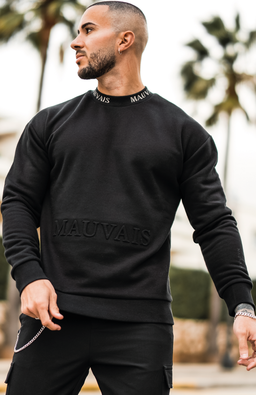 Embossed Sweatshirt in Black and Gold