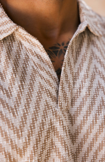 Vinz | Men’s Textured Short Sleeve Button Polo Shirt