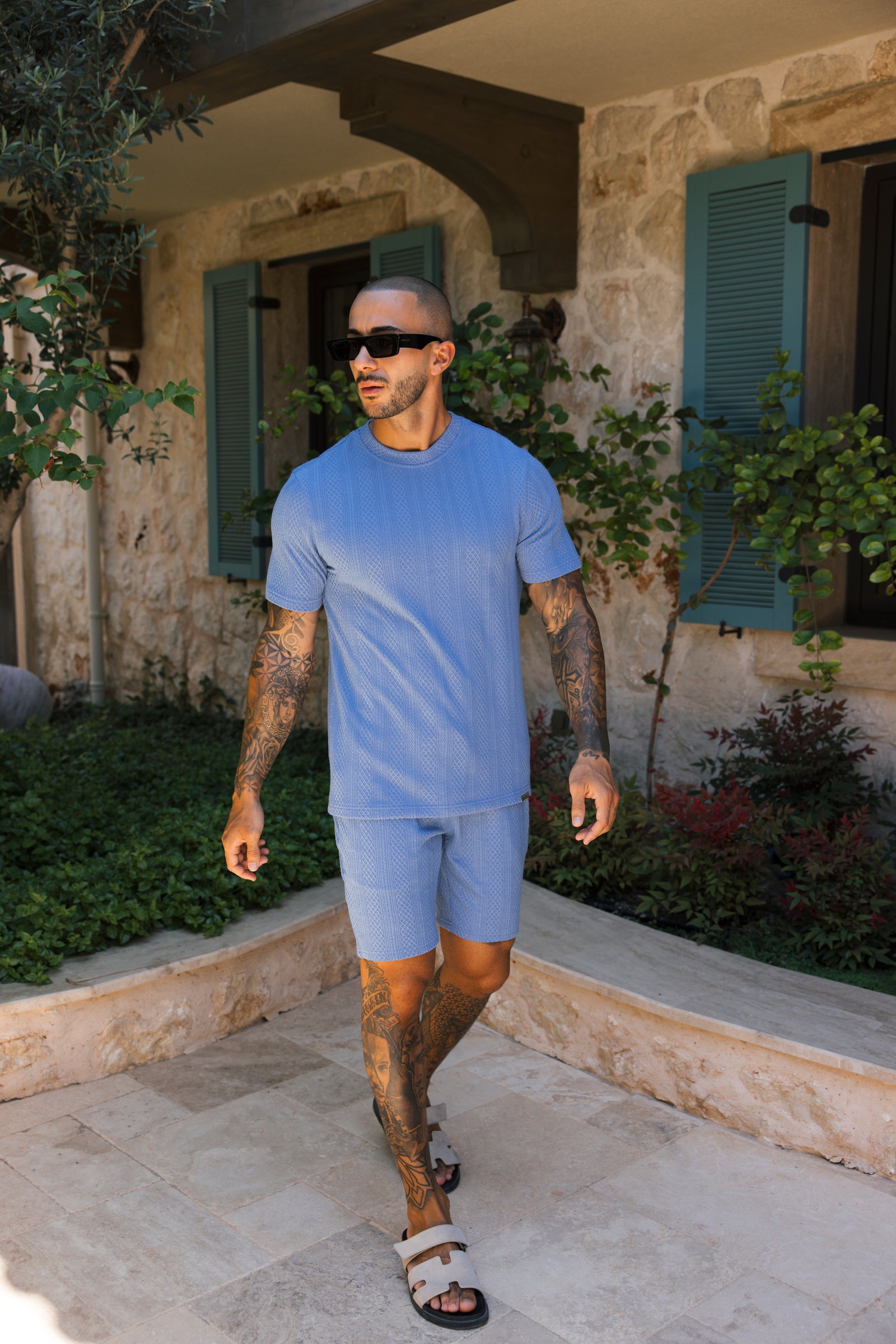 Tanami Textured Stretch Slim Tee in Blue