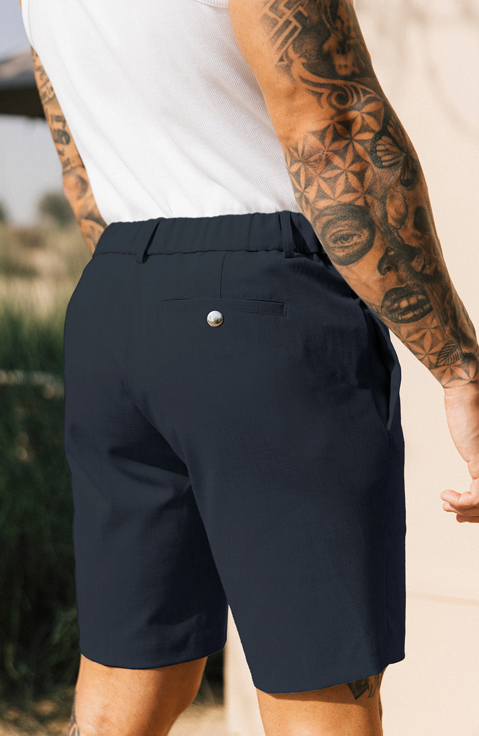 Aster Tailored Stretch Fit Short in Navy