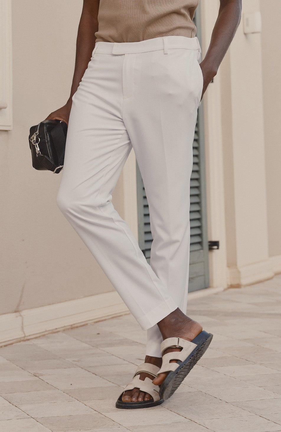 Aster Tailored Stretch Slim Leg Trousers in White