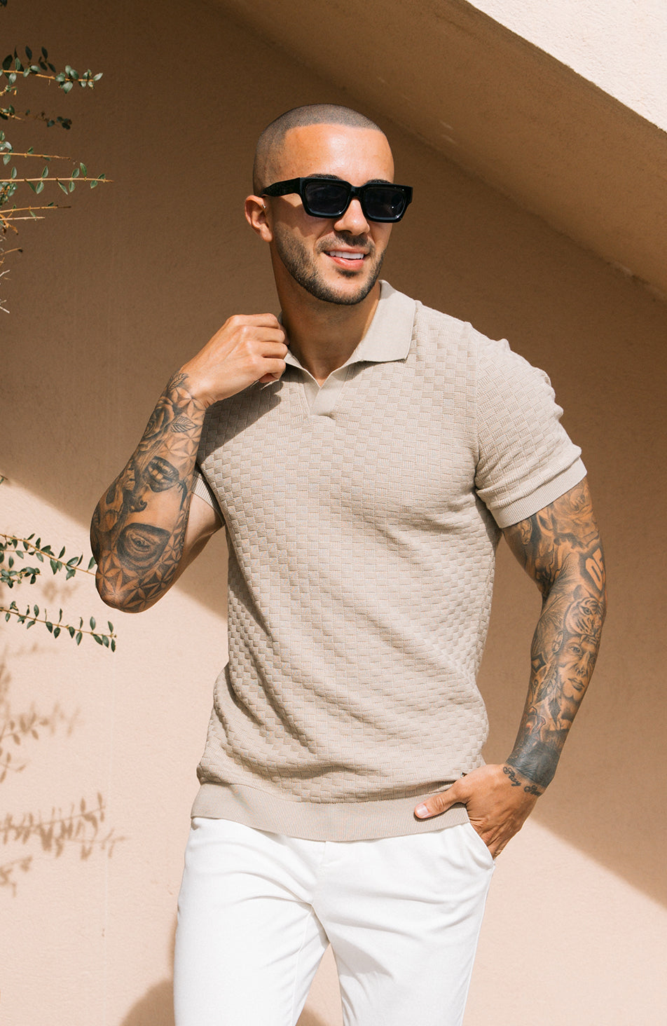Nerano Knit Polo in Taupe