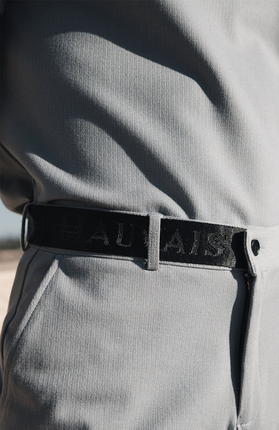 Signature Trousers with Half Belt in Ice Blue