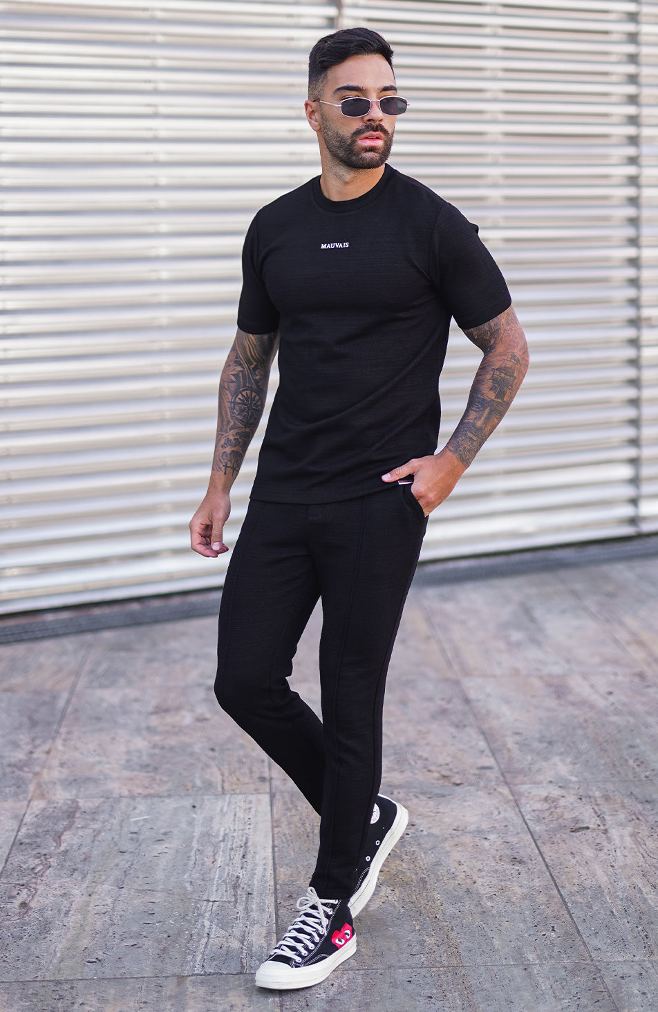 Premium Textured Pants in Black