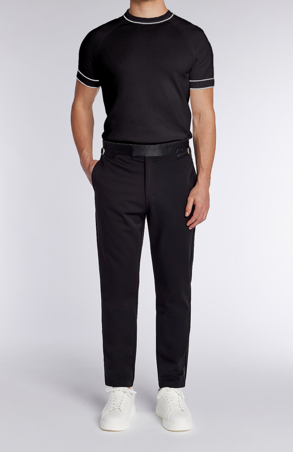 Blanton Slim Tux Chino Pants in Black