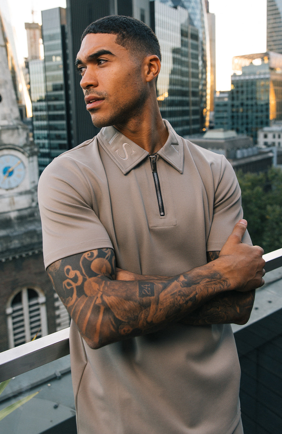 Renato Premium Embroidery Logo Polo in Beige