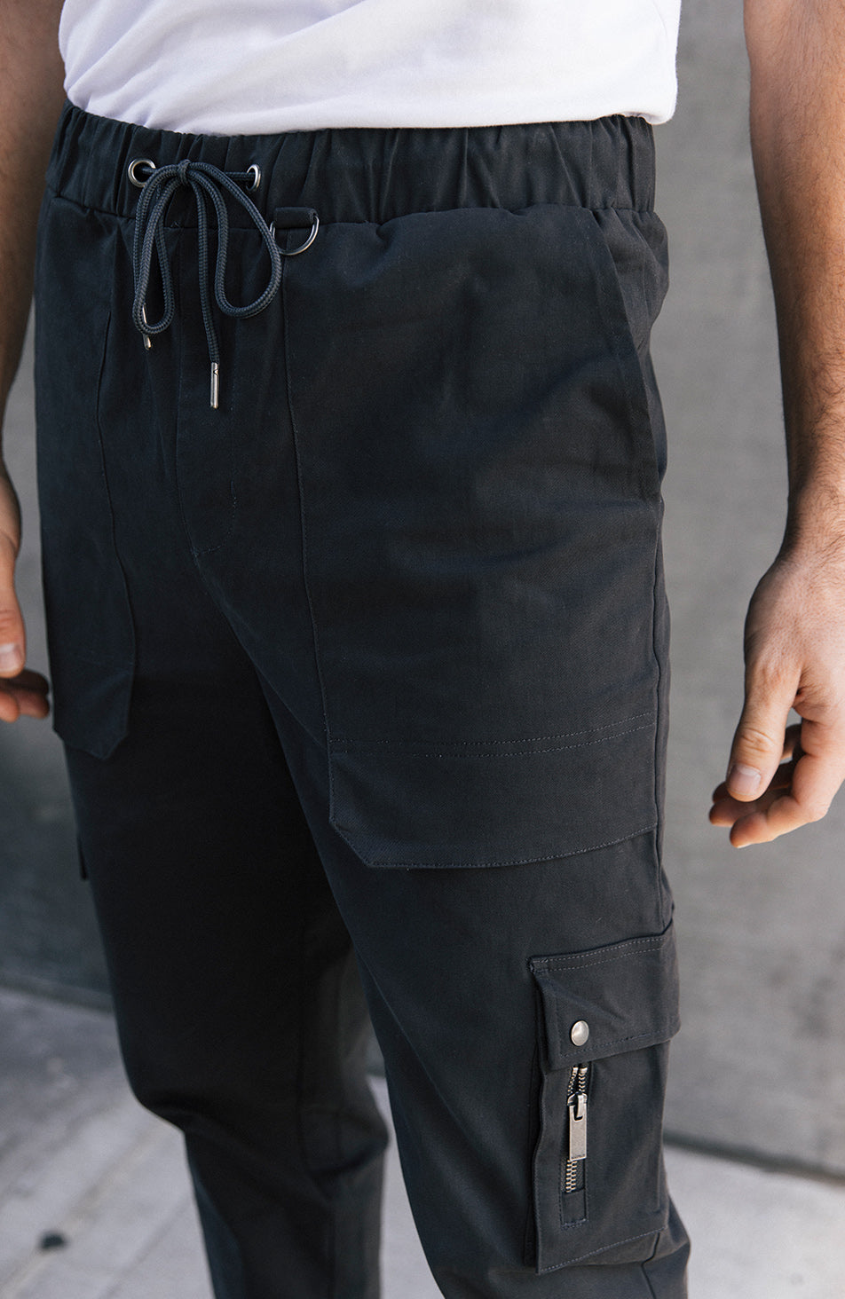 Cotton Cargo Trousers in Charcoal