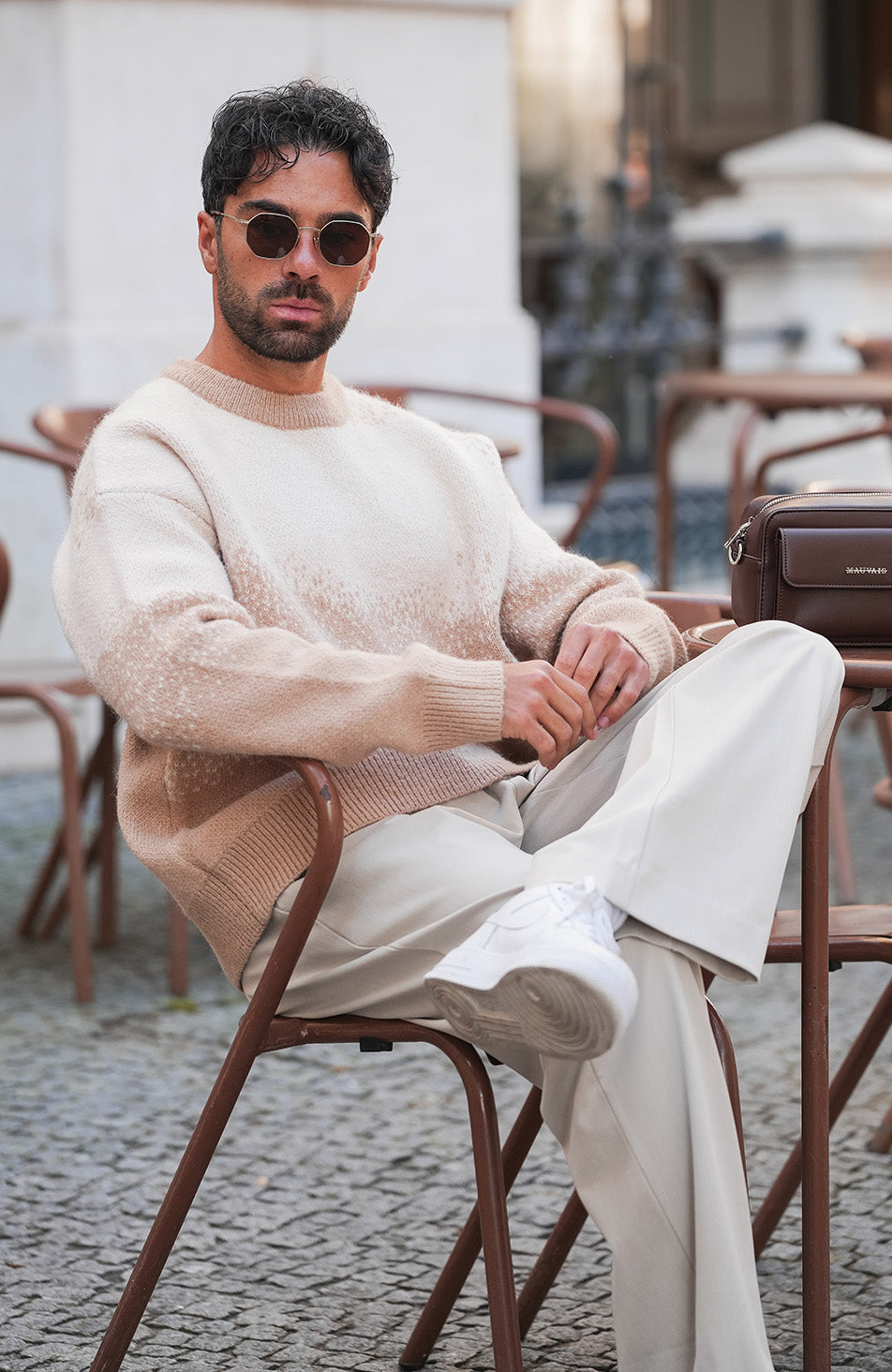 Salvador Ombre Oversized Knit Sweater in Beige