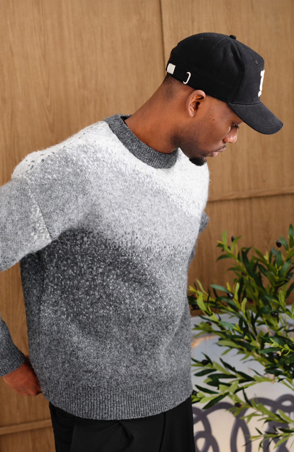 Salvador Ombre Oversized Knit Sweater in Grey