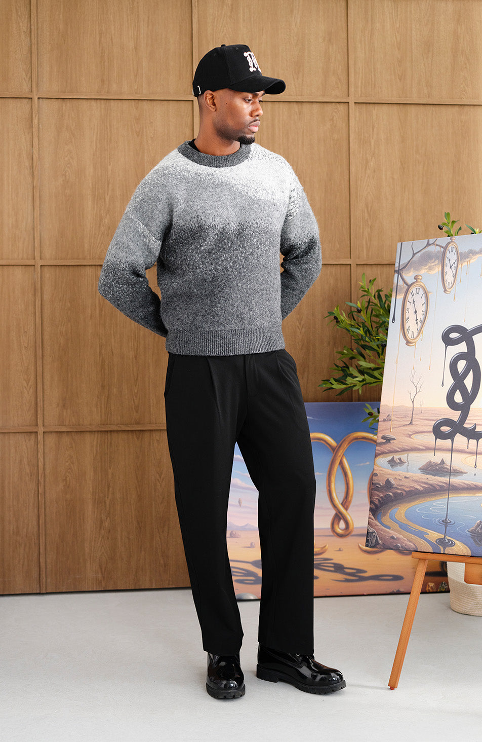 Salvador Ombre Oversized Knit Sweater in Grey