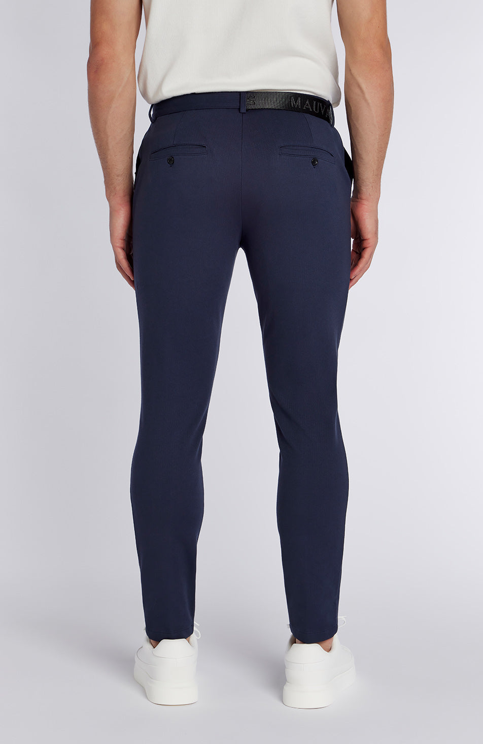 Signature Half Belt Pants in Navy