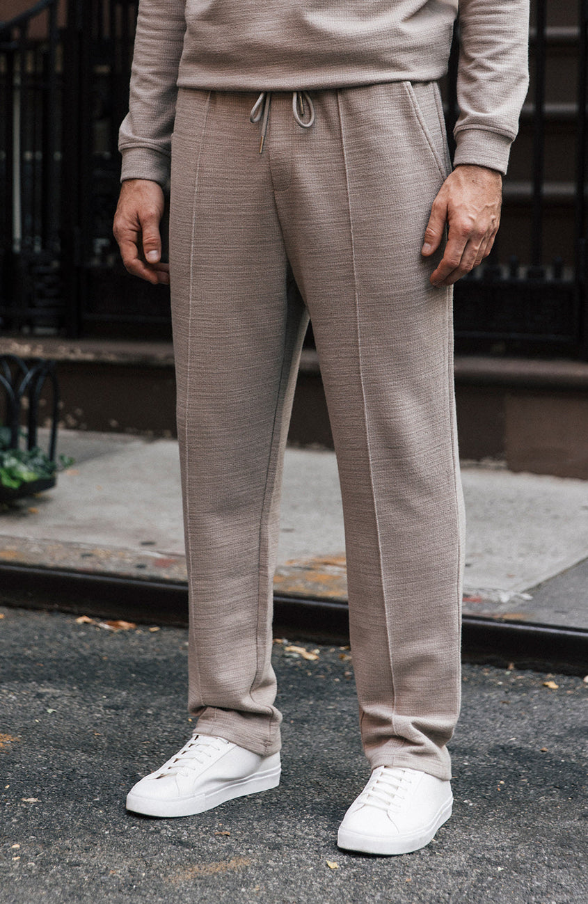 Leandre Straight Leg Premium Textured Jogger in Taupe