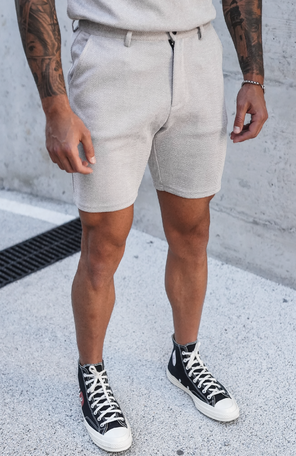 Zig Zag Premium Shorts in Ice Grey