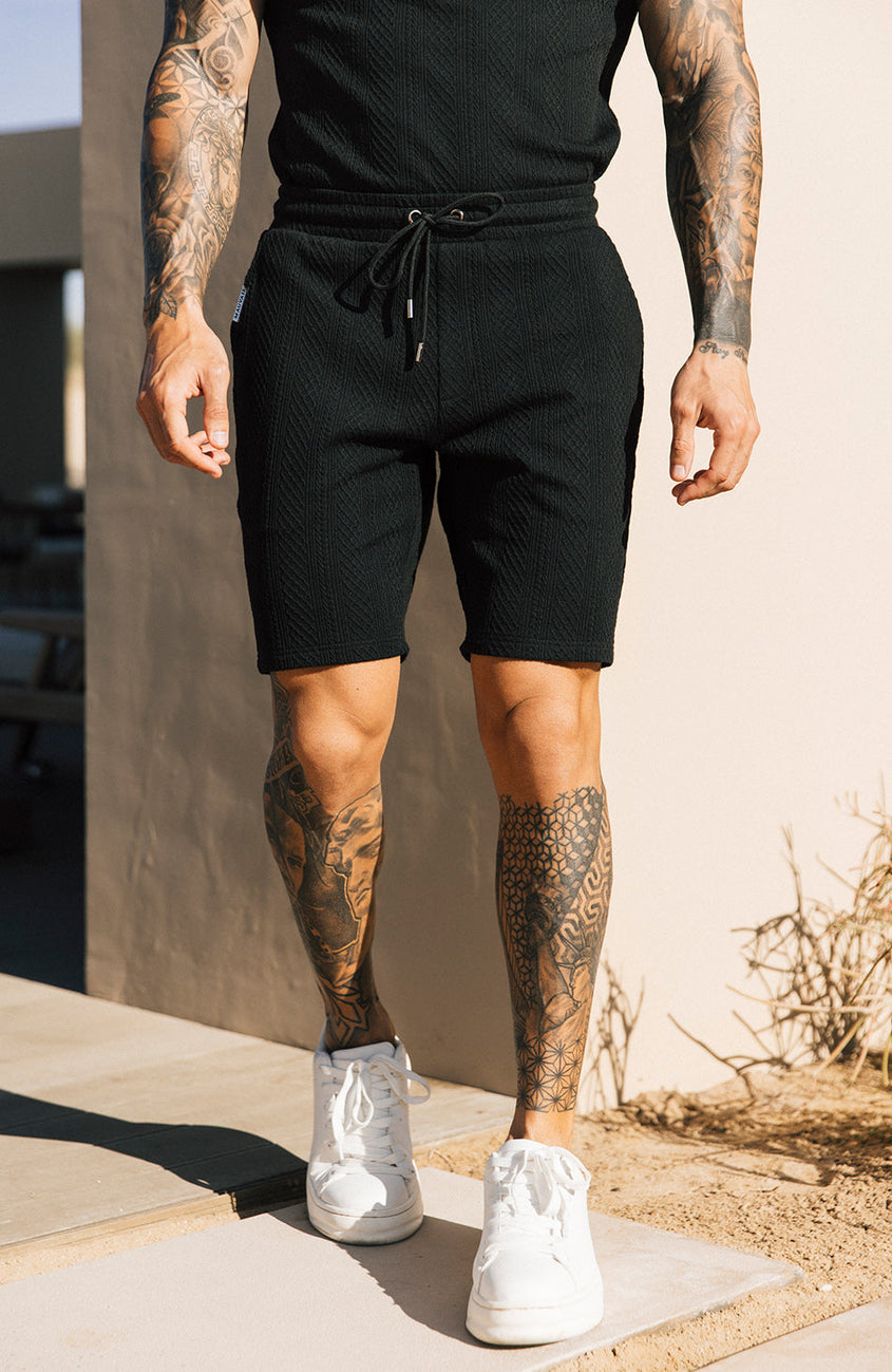 Tanami Textured Stretch Slim Shorts in Black