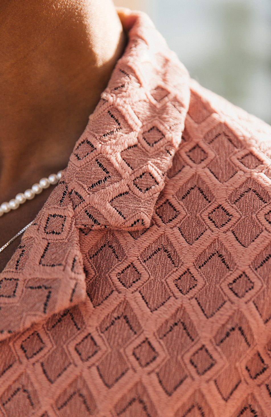 Moreno Relaxed Fit Crochet Shirt in Terracotta