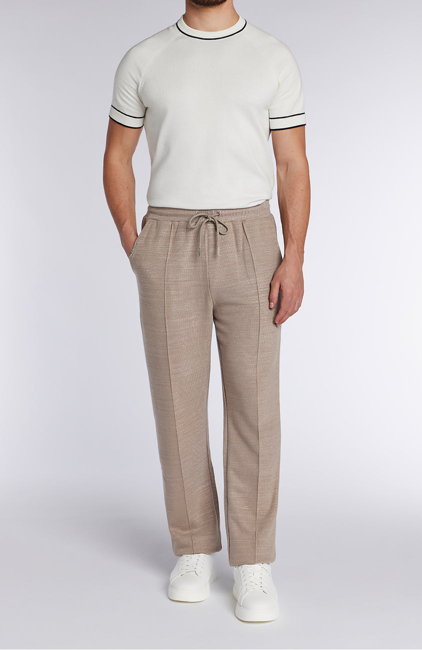 Leandre Straight Leg Premium Textured Jogger in Taupe