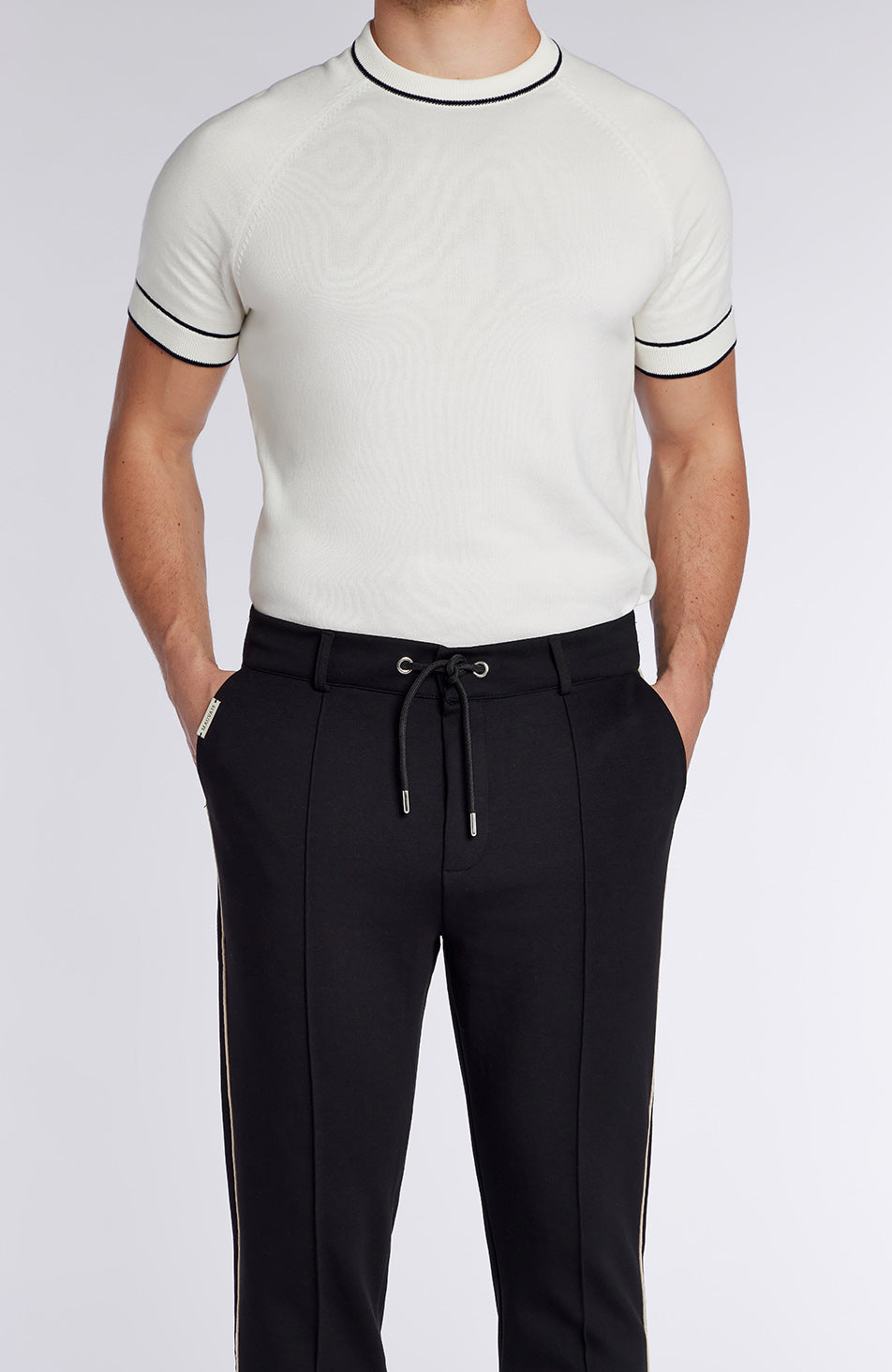 Lowell Slim Piping Pants in Black